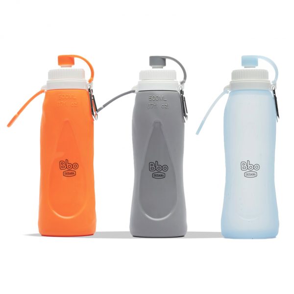 Botella plegable Bbo de silicona Gris 500 ml. Irisana - Imagen 2